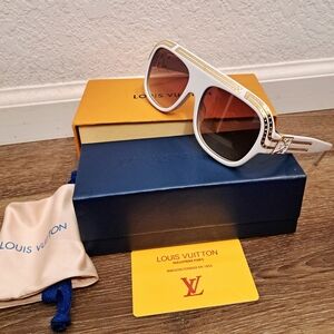 Louis Vuitton 1.0 Millionaire Square White Acetate Framed Brown Lens Sunglasses